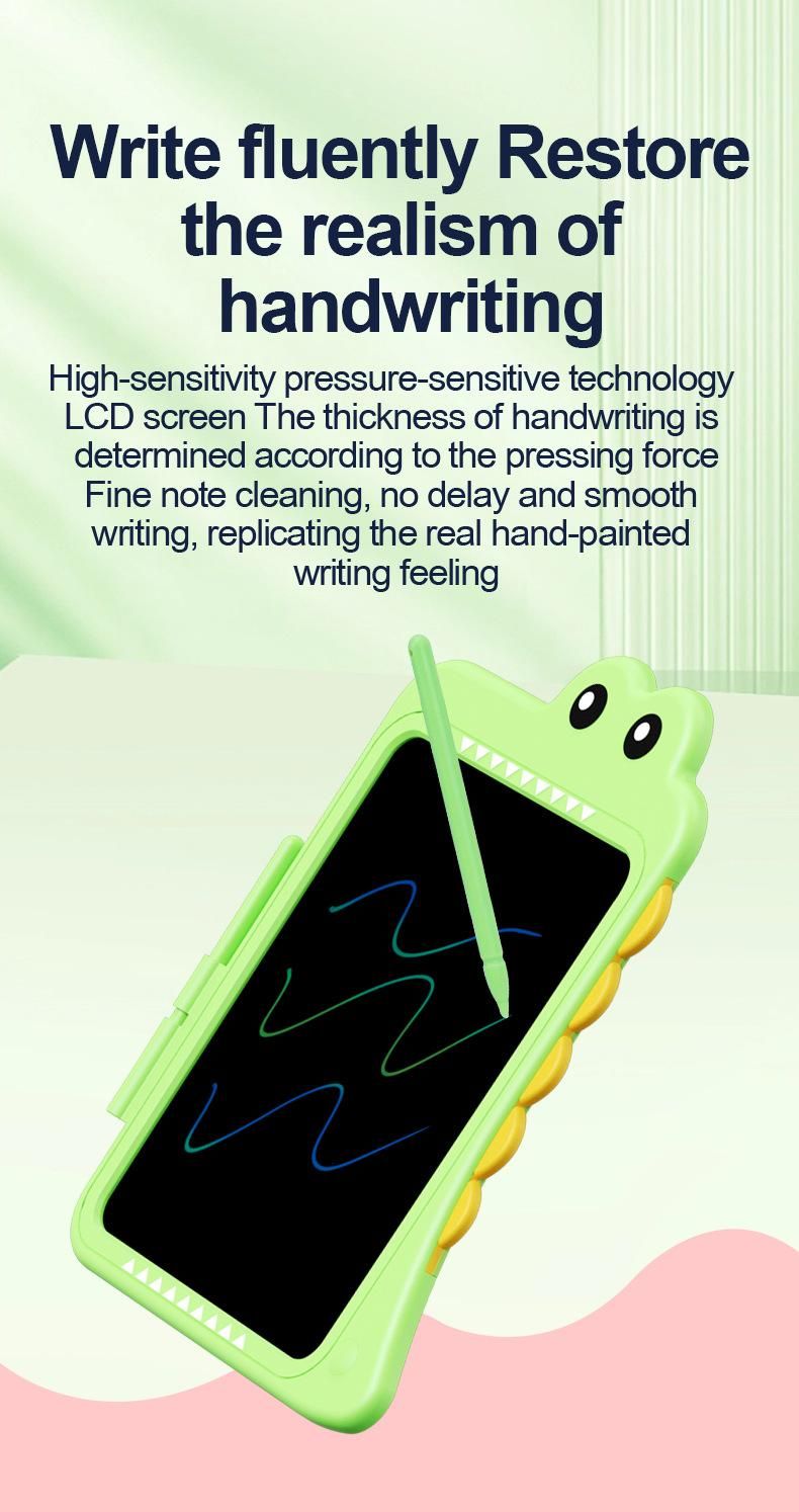 Tablero de escritura LCD de 10 pulgadas con diseño de dinosaurio de dibujos animados, tablero de dibujo electrónico, tablero de dibujo para niños, pizarra pequeña, tablero de escritura LCD_voghion.com