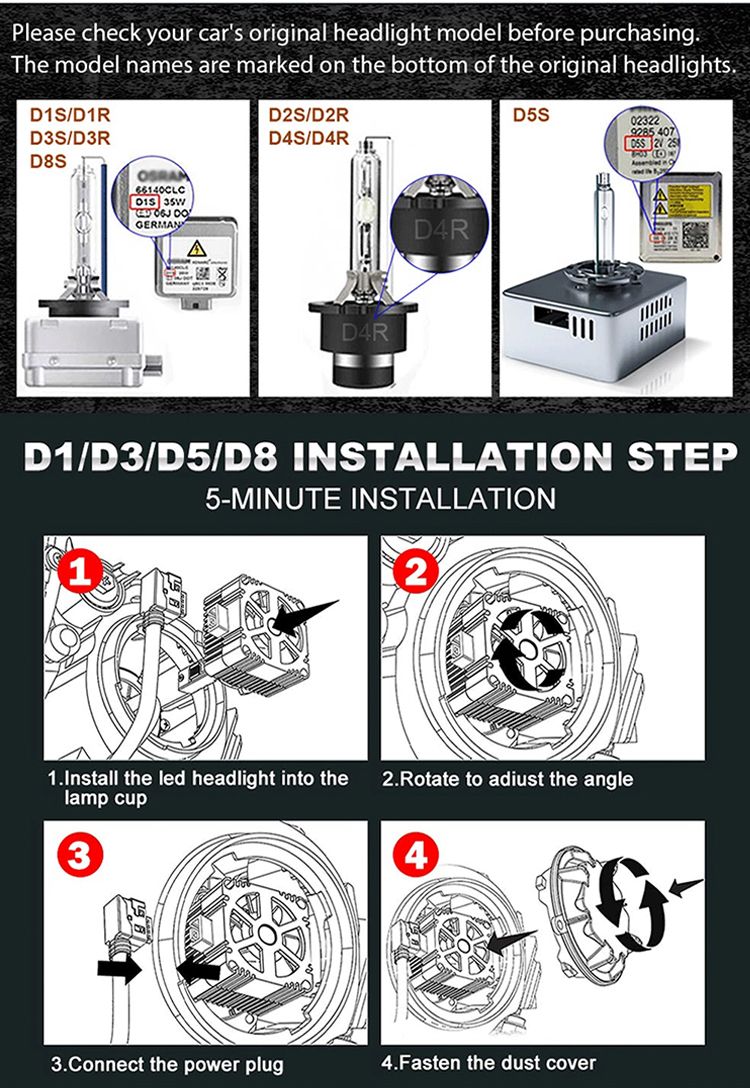 2PCS D3S LED Auto Scheinwerfer Lampen D1S D2S D4S D5S D8S Turbo Lichter 150000LM 6500K 300W Auto Lampe plug & Play HID_voghion.com