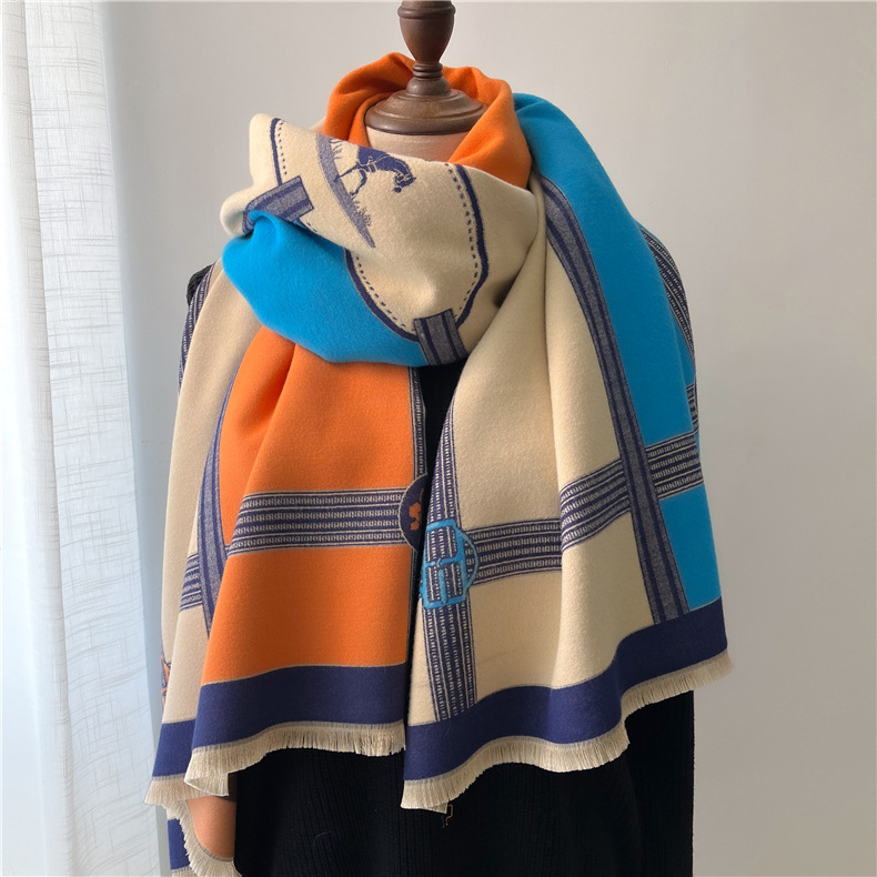 Hierscht a Wanter nei Faarf passende Tassel gebastelt Schal fir Fraen Patchwork décke Schal Moud_voghion.com