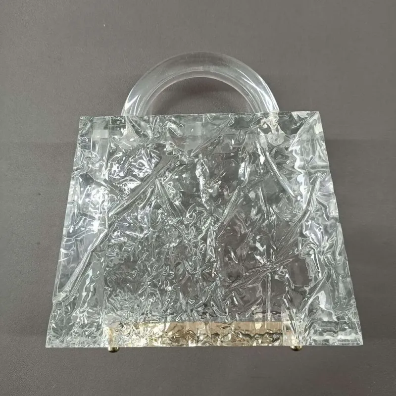 Nuova borsa da donna in acrilico trasparente con motivo Ice Crack da sera_voghion.com
