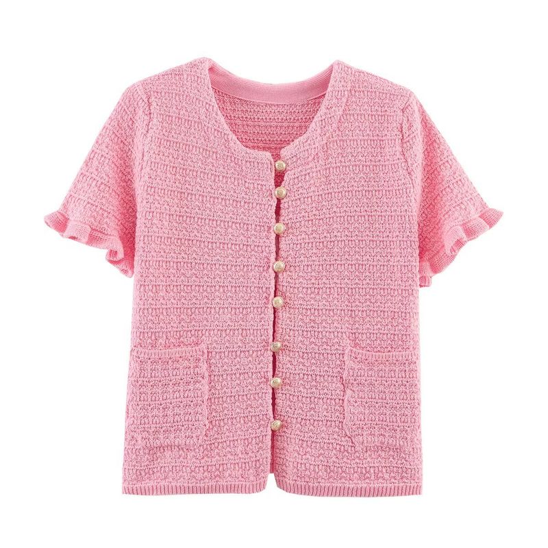 Completo estivo da donna con top in maglia e gonna a pieghe – Completo elasticizzato, trendy e street style (rosa/beige, S/M/L)_voghion.com
