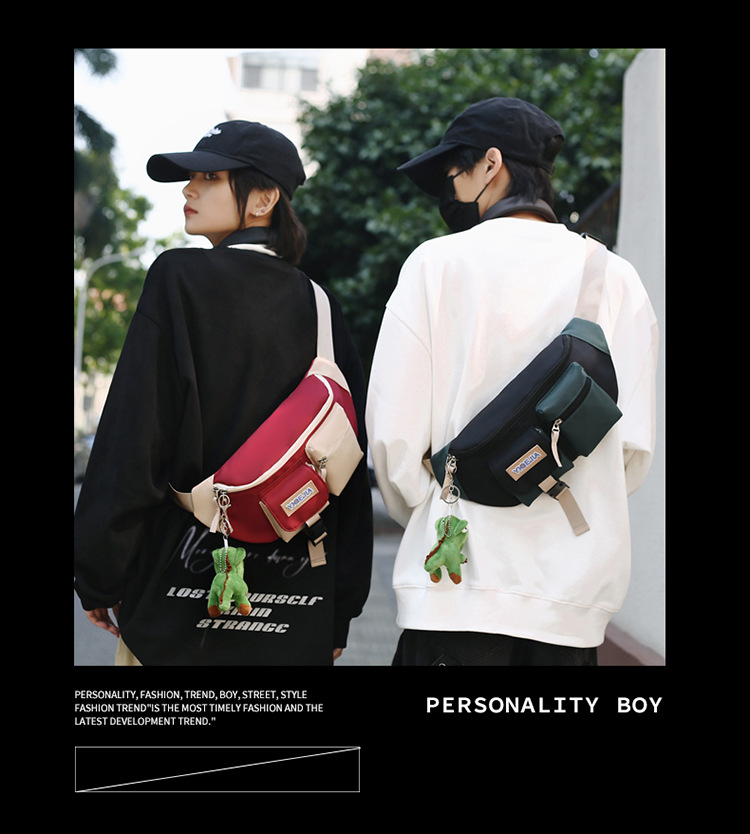 Autumn and winter new men's chest bag, color-blocked fashion student lightweight crossbody bag, Ruiying outdoor sports belt bag_voghion.com