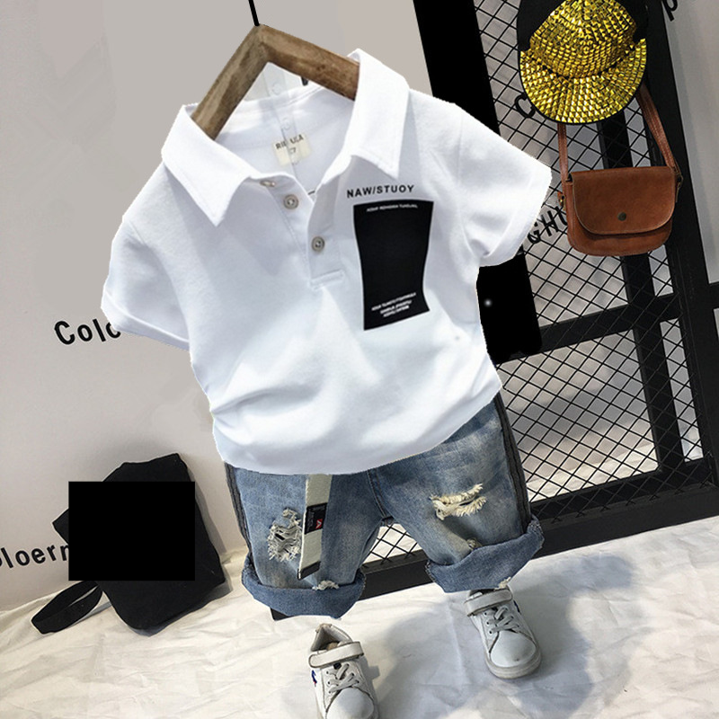 Mãe e crianças polo infantil meninos verão crianças de manga curta camiseta lapela algodão topo tendência do bebê_voghion.com