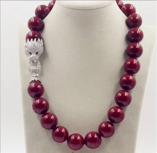 Verkaufe riesige 20mm echte rote Muschelperlenkette 19''_voghion.com