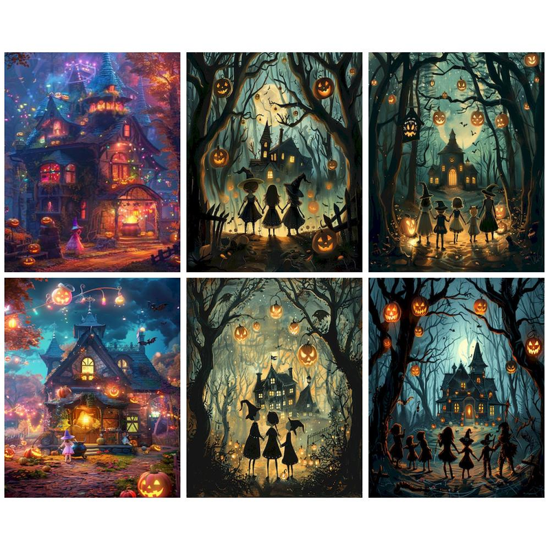 RUOPOTY Klassisk Maling Efter Tal Håndmaleri Billede Tegning Halloween Husmaleri Tal Gave_voghion.com