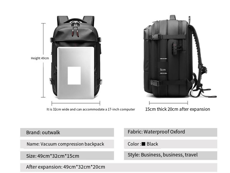 Reise-Vakuum-Rucksack Herren Business Multifunktions-Computertasche Vakuum-Kompressionsbeutel Rucksack mit großer Kapazität TPU_voghion.com