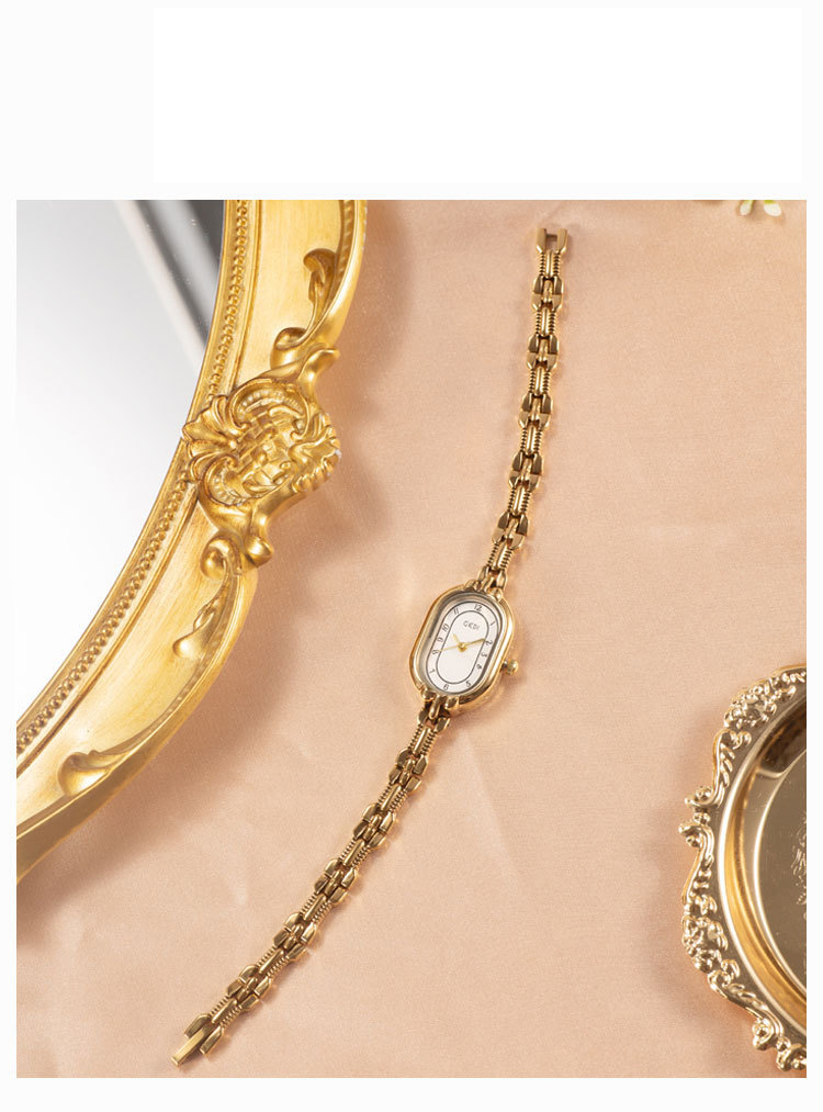 GEDI new watch second hand bracelet watch small retro small gold watch oval light luxury literary student watch_voghion.com