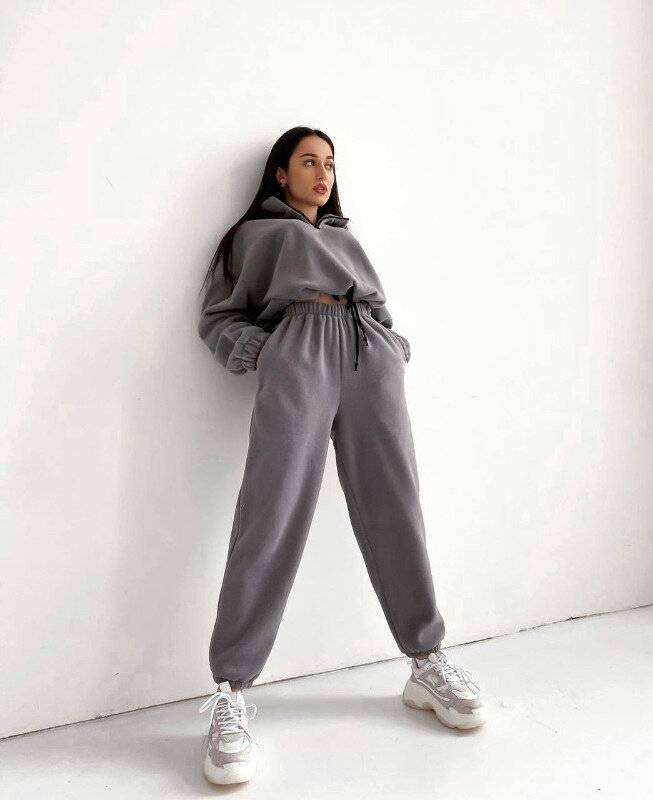 Conjunto de 2 piezas de ropa deportiva para mujer, traje informal, pantalones, sudadera con capucha y pantalón de color sólido, chándal, traje deportivo, sudadera tipo pulóver_voghion.com