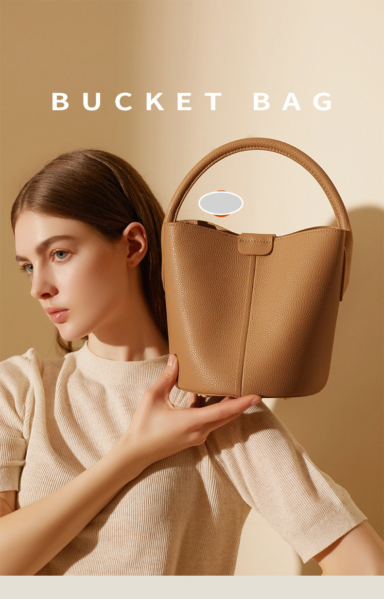 First Layer Cowhide Bag Women's Bag Messenger Bag Niche Summer High Grade Leather Handbag Bucket_voghion.com
