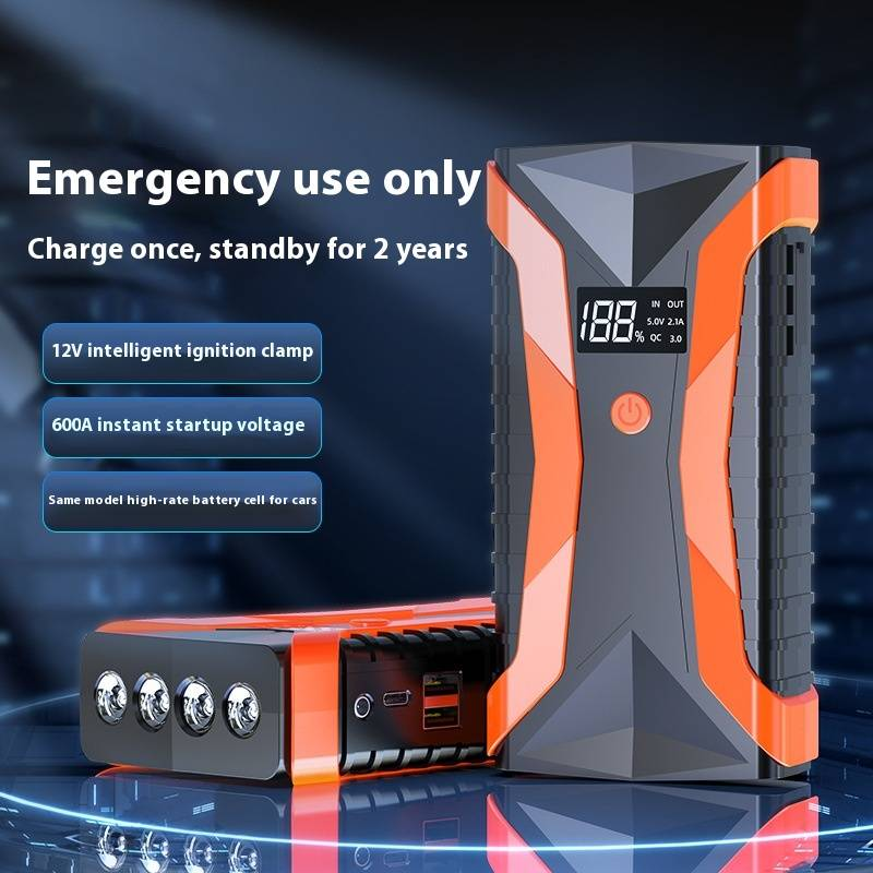 12V Portable Car Jump Starter - 300A Peak Current, Emergency Battery Booster With LED Light & USB Charger For All Vehicles (Red/Blue)_voghion.com
