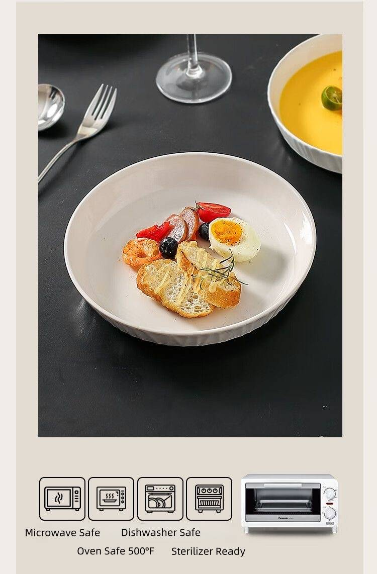 2er-Pack 8,1 Zoll dicke Essteller aus Keramik, skandinavischer Stil, vielseitig verwendbar, Serviergeschirr für Pasta und Obst, leicht zu reinigen, kommerzielle Qualität_voghion.com