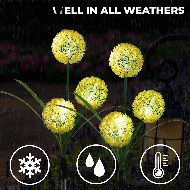 Cordão de luzes de dente-de-leão movido a energia solar para áreas externas, à prova d'água IP65, com certificação CE, luzes de LED de 3 W para decoração de jardim, pátio, Natal e acampamento_voghion.com