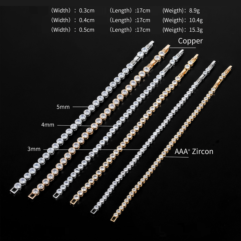 Tenniskettenarmband für Herren und Damen mit Zirkonsteinen, 3 mm Hip-Hop-Stil, geometrisches Unisex-Design, Größen 2,5 mm–5 mm_voghion.com