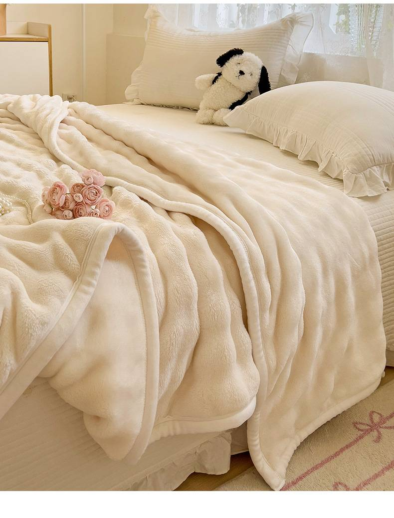Ultra Soft Bubble Milk Fleece Blanket - Hypoallergenic & Anti-Static, Plush Cozy Throw For All Seasons, Perfect For Home, Office & Travel_voghion.com