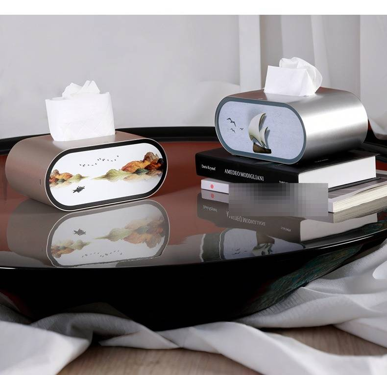 Personalisierte kreative Luxus-Multifunktions-Taschentuchbox, Lichtmalerei, Ornamente, Licht- und Schattenkunst, Nachtlicht_voghion.com