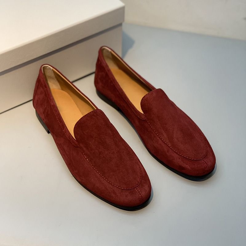 Autumn Row Atmungsaktive Vielseitige Kaschmir-Loafer, Bequeme Und Faule Schuhe, Runde Zehen Flache Sohle Single Kick Schuhe Für_voghion.com
