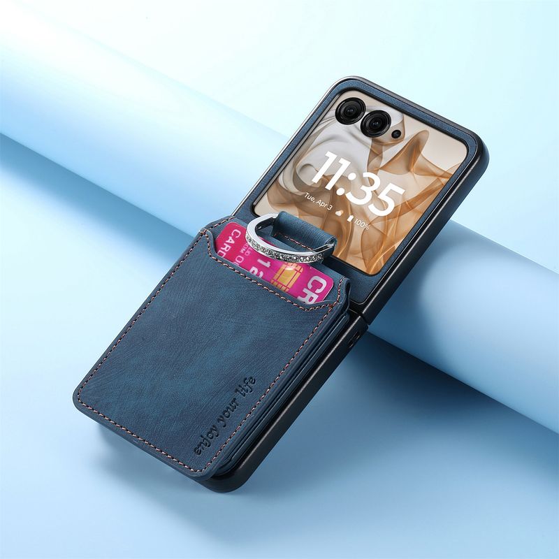 TechGlobe Compatible With Moto Razr60 Diamond-Encrusted Ring Phone Case Wallet Coin Purse Card Slot Razr60Ultra Cover_voghion.com