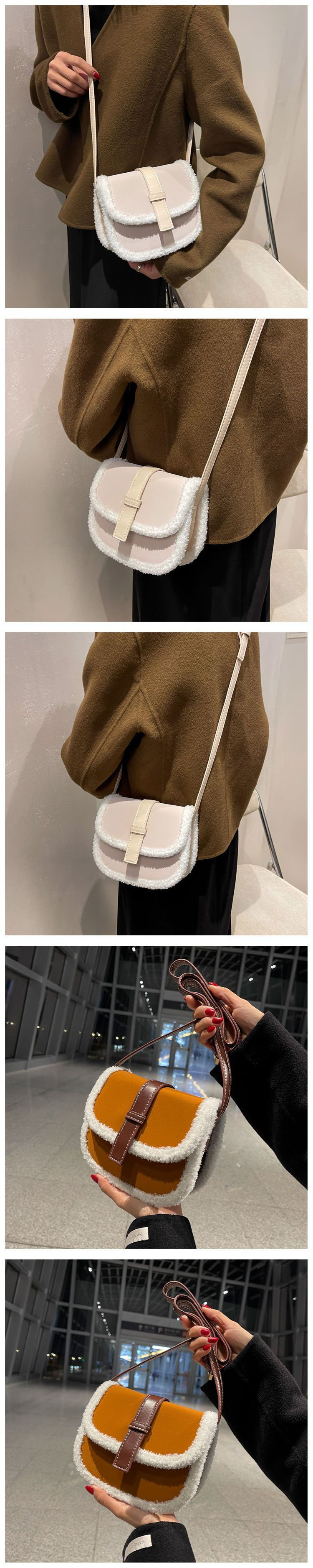 Borsa a tracolla senso di fascia alta borsa in pelliccia retrò femminile 2023 nuova borsa da sella rossa netta alla moda all-match un pezzo per conto di_voghion.com