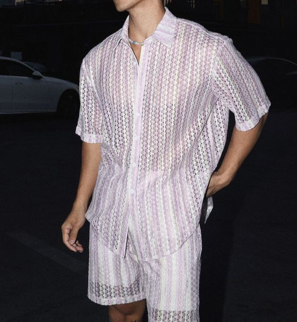 Herren Sommer Lose Casual Aushöhlen Kurzarm Hemd Ins Nische_voghion.com