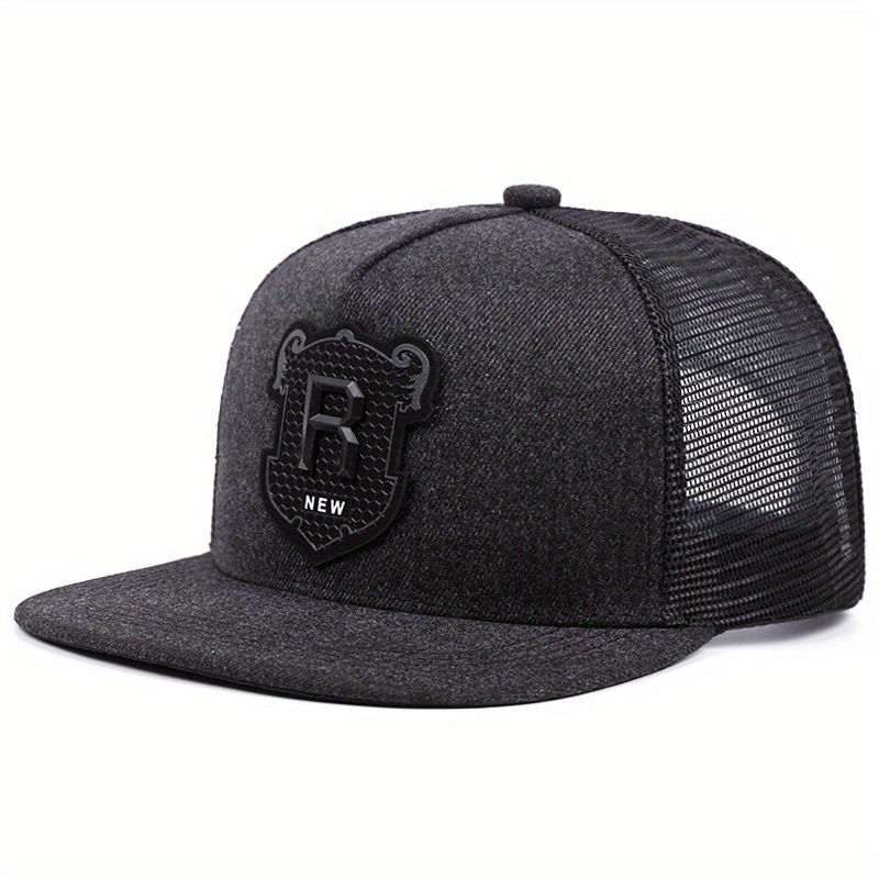 Men's and women's flat brimmed street embroidered letters R, hip-hop hats, sun hats_voghion.com