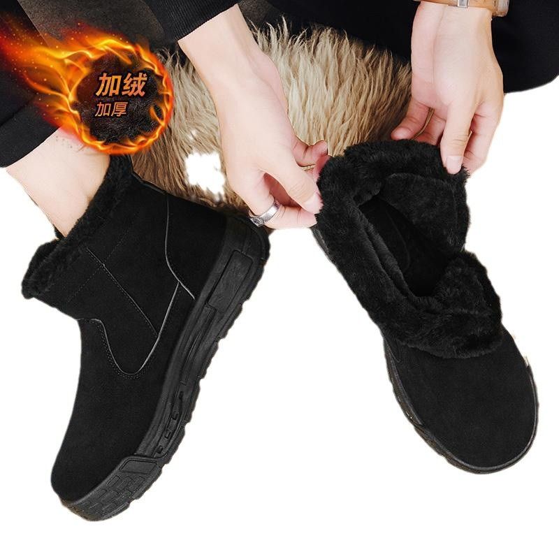 Stivali da neve invernali in cotone 2025, scarpe da uomo, scarpe alte in velluto di cotone ispessito, stivali da esterno caldi casual antiscivolo in cotone, scoppiati_voghion.com