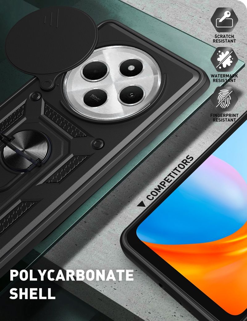 Til Xiaomi Redmi 14C Etui Magnetisk Ringholder Armor Stødsikkert Coque Til Redmi14C 14 C Redmy 14C Linsebeskyttelsescover_voghion.com