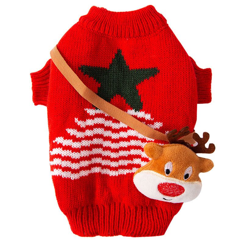 Autumn And Winter Halloween Festive Elk Knitted Sweater New Year Pet Dog Clothes_voghion.com