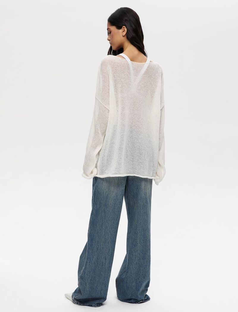 Locker gestrickte Strickjacke für Damen, Sommer, leichtes Spitzen-Cover-Up, Boho-Chic, Oversize-Top_voghion.com