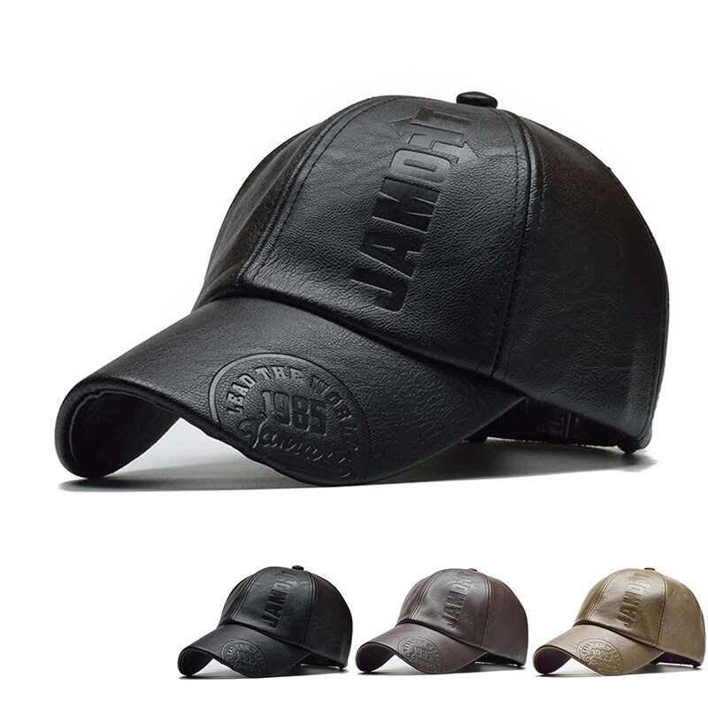 Șepci de baseball din piele PU cu imprimeu de litere, primăvara și toamna, în aer liber, reglabile, casual, pălării cu protecție solară_voghion.com
