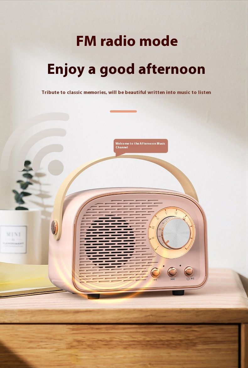 Ny Retro Bluetooth Lyd Utendørs Bærbar Bluetooth Liten Høyttaler Subwoofer Mini Retro Høyttaler_voghion.com