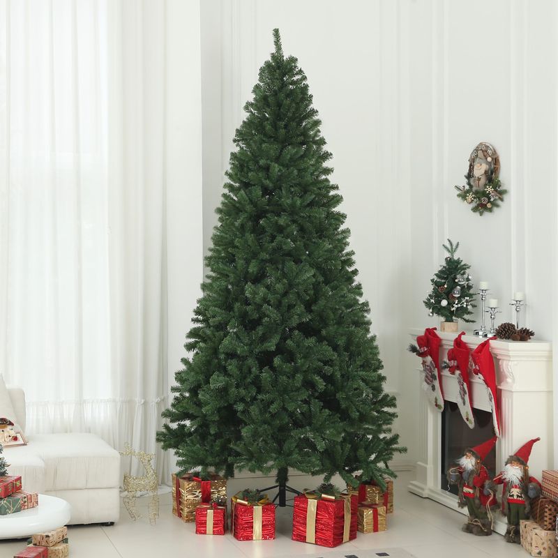 9ft Artificial Christmas Tree, Xmas Tree With 2132 Branch Tips, Auto Open, Holiday Décor With Steel Base For Home Office, Green_voghion.com