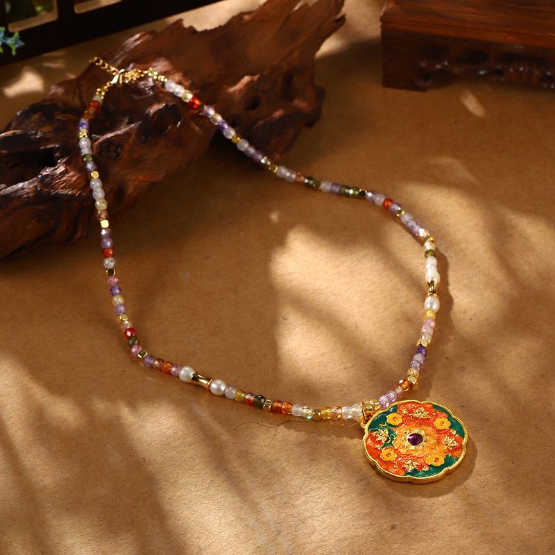 Nuova collana cinese in smalto a forma di farfalla, ciondolo a forma di fiore retrò, collana cava con perline e catena a clavicola, tendenza nazionale_voghion.com