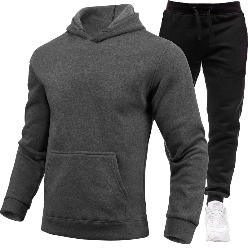 Pull de sport ensemble de pull à capuche en polaire à la mode pour hommes_voghion.com