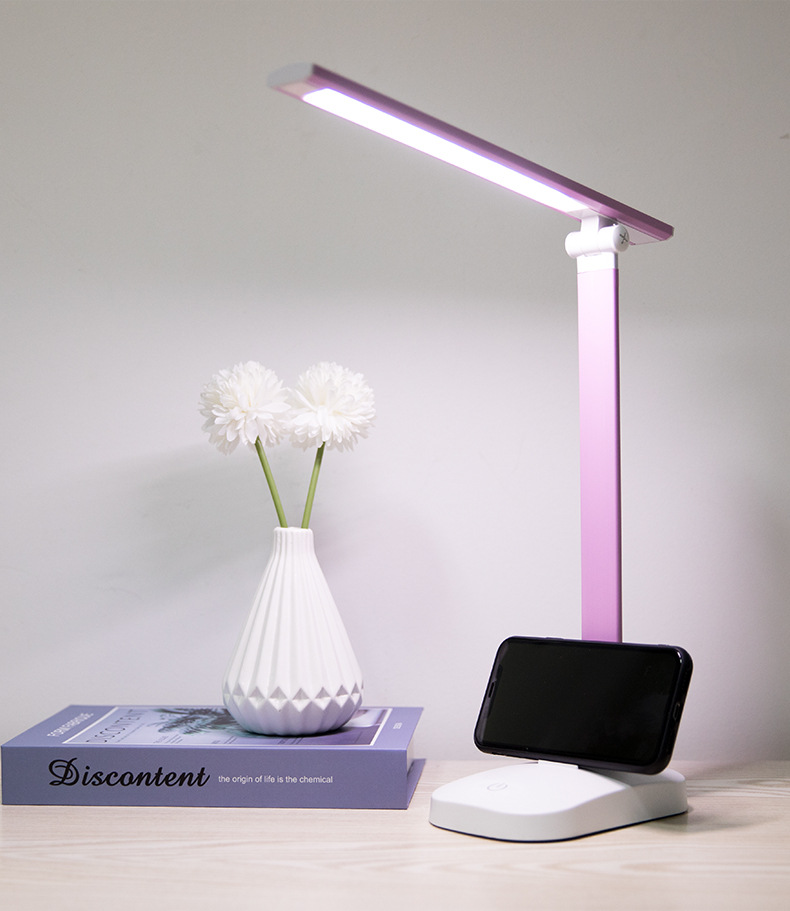 Lampe de bureau pliable à LED pour protection des yeux, chargement USB, gradation tactile, lampe de bureau pour dortoir d'étudiants, lampe de chevet pour chambre à coucher_voghion.com