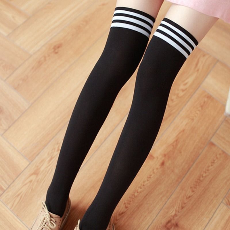 Oberschenkel Hohe Socken Gestreifte Frauen Sexy Lange Strümpfe Weibliche Über Knie Socken Nylon Frauen Beinlinge_voghion.com