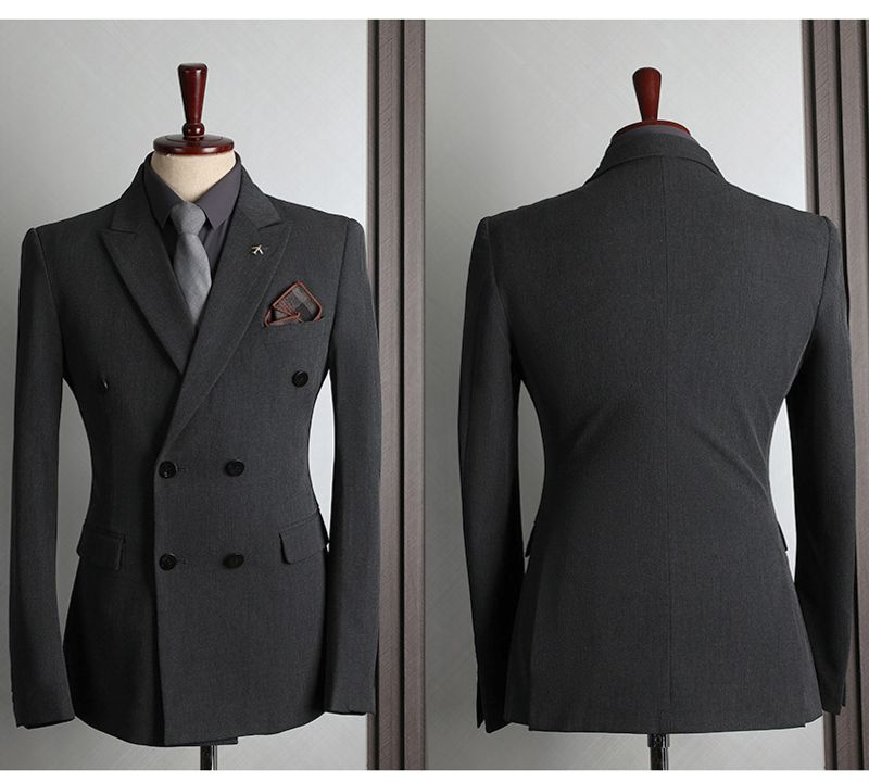 MERCURY Roupas masculinas Terno formal masculino de duas fileiras Moda casual de negócios Slim-fit Plus Size Banquete Casamento Pequeno Terno Masculino_voghion.com