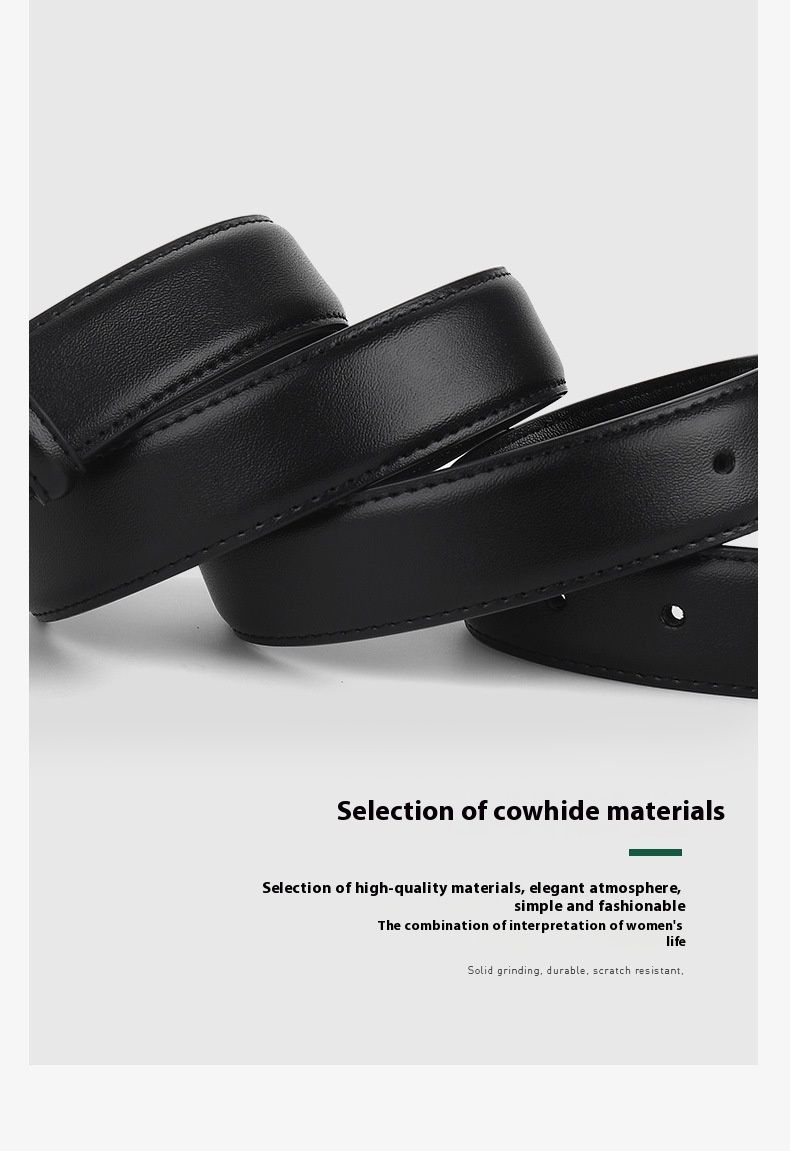 New Women's Square Genuine Leather Needle Buckle Fashion Versatile Decorative Jeans Dress Belt_voghion.com