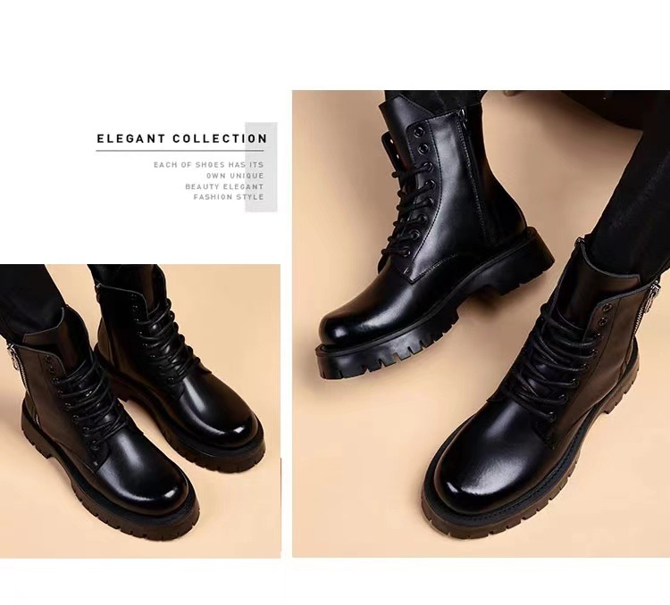 Martin-Stiefel, High-Top-Arbeitsschuhe im britischen Stil für Herren, höhenvergrößernde Leder-Trend-Motorradstiefel für Herren_voghion.com