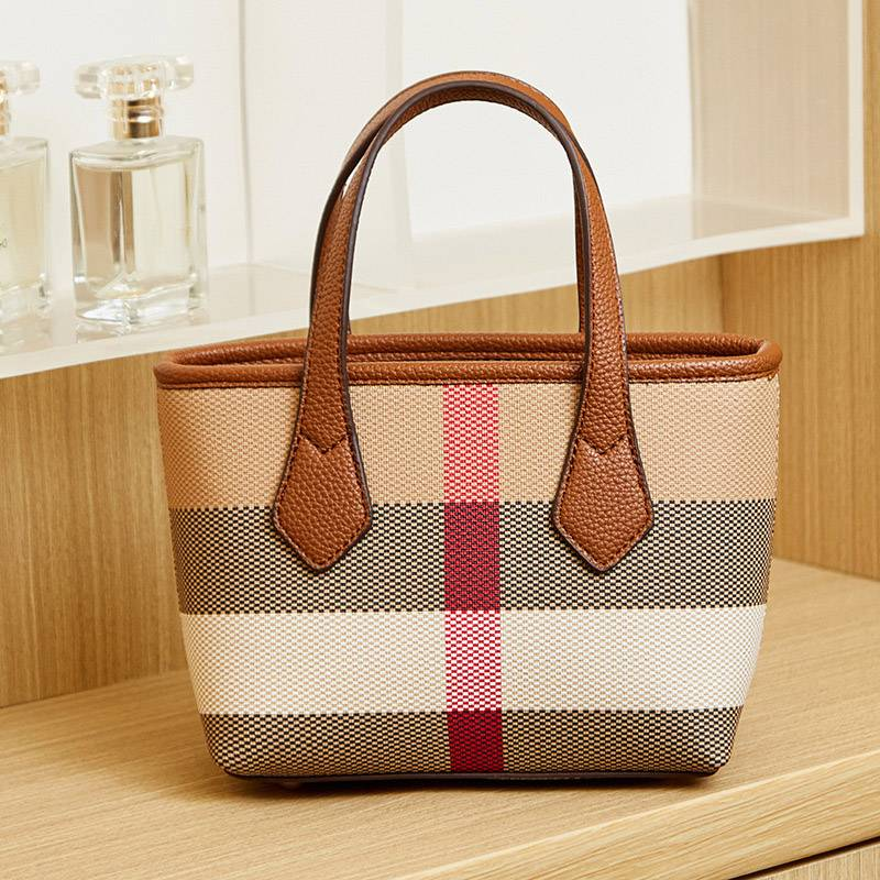 Nuova borsa a secchiello mini cestino Borsa a tracolla di lusso leggera stampata a quadri moda Europa e Stati Uniti_voghion.com