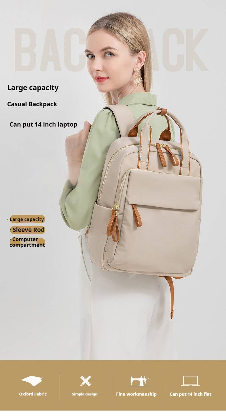 Women's New Backpack Launched, Top Quality 14-inch Computer Backpack, Simple and Versatile Oxford Cloth Casual Travel Bag_voghion.com