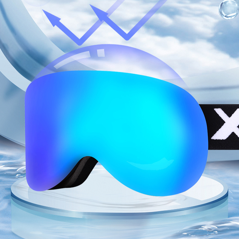 New double-layer cylindrical magnetic ski goggles Windproof anti-fog coated lens goggles sports can wear ski glasses_voghion.com