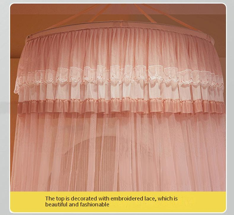 Rond hangend klamboe, gratis installatie, sprookjesachtige prinsessenstijl, koepelvloer, paleisbed, 1,8 m, universeel_voghion.com