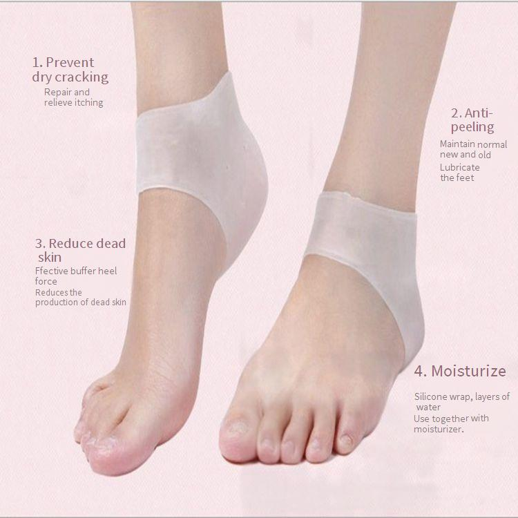 Protezione per tallone in silicone per dolore al tallone, uomini e donne, calzini anti-crepa, copertura per tallone, calzini anti-crepa, tipo di copertura_voghion.com