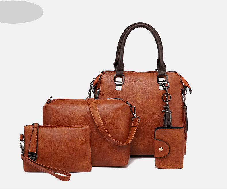 Borsa da donna alla moda, retrò, per mamma e bambino, con nappa, a tracolla, a spalla singola, in quattro pezzi_voghion.com