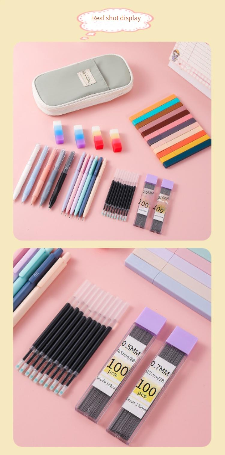 Pastel Macaron Stationery Set - Cute Pencil Case With Highlighters & Notebook Accessories For Students, Journaling & Gift Giving_voghion.com