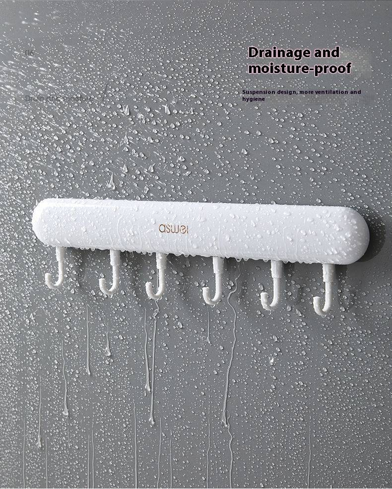 6-Pack Adhesive Hooks – Heavy Duty No Drill Wall Hooks For Bathroom, Kitchen & Door (White, ABS, Holds 5kg, Modern Minimalist)_voghion.com
