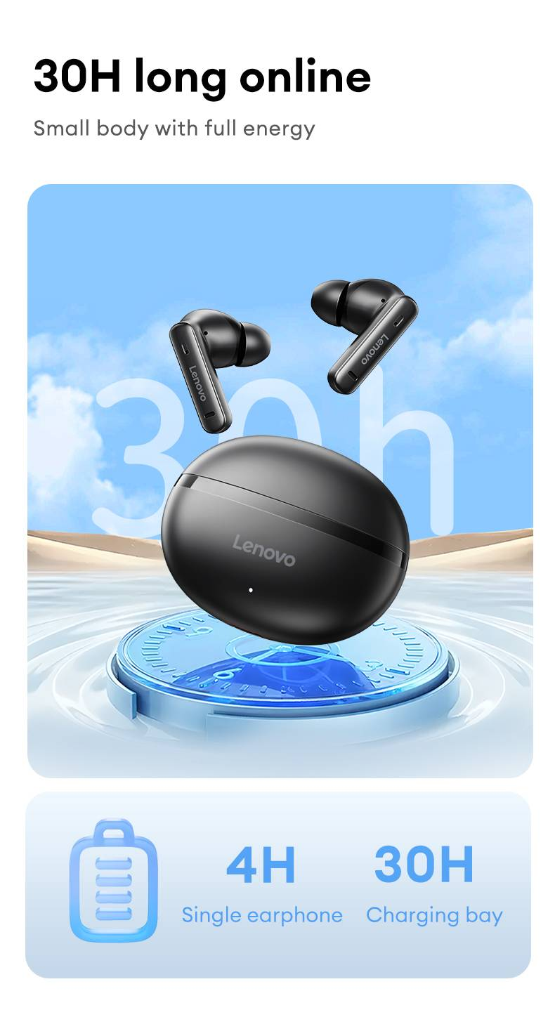 Auricolari Bluetooth wireless originali Lenovo EA210, cuffie sportive HiFi comode, cuffie stereo con riduzione del rumore, lunga durata in standby_voghion.com