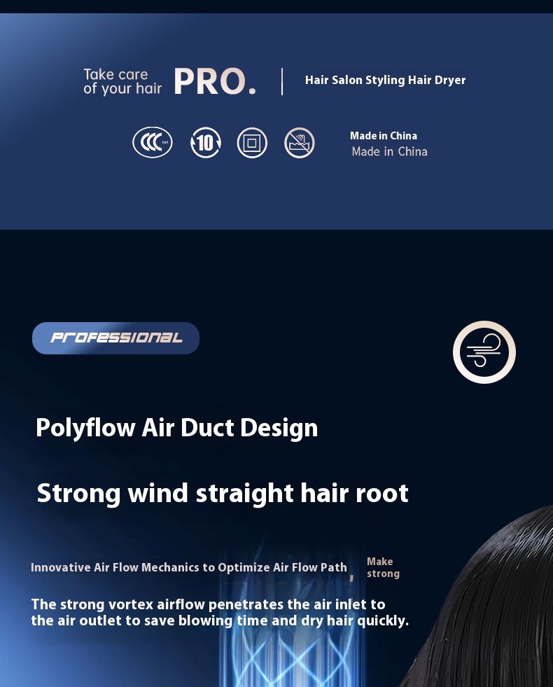 Hair Dryer - 1200W Ionic & Blue Light, 4 Speed Settings, Cold/Hot Air, DC Motor - EU/US/UK/JP Plug (220V/110V) - Salon & Travel Use_voghion.com