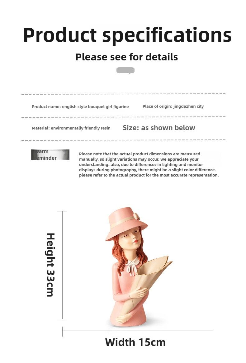 Vasendekoration im englischen Stil mit blumenhaltendem Mädchen | Kreatives Wohndekor | Geeignet für Schlafzimmer, Wohnzimmer und Esstisch_voghion.com