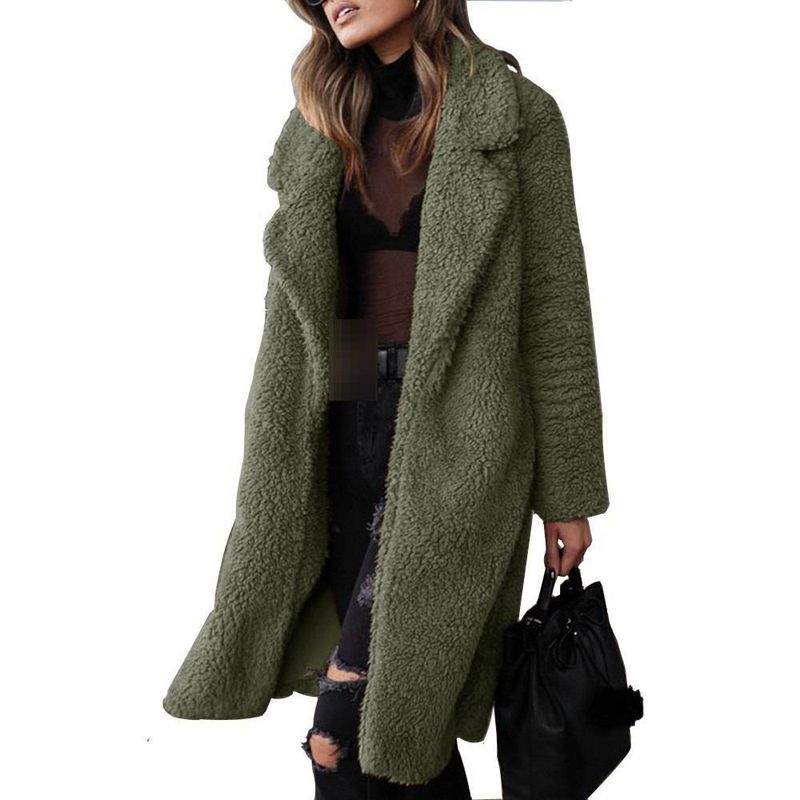Langärmliger Fleecemantel für Damen mit Reverskragen – warme, flauschige, doppelseitige Sherpa-Jacke im Winter in sanften Eiscremefarben_voghion.com